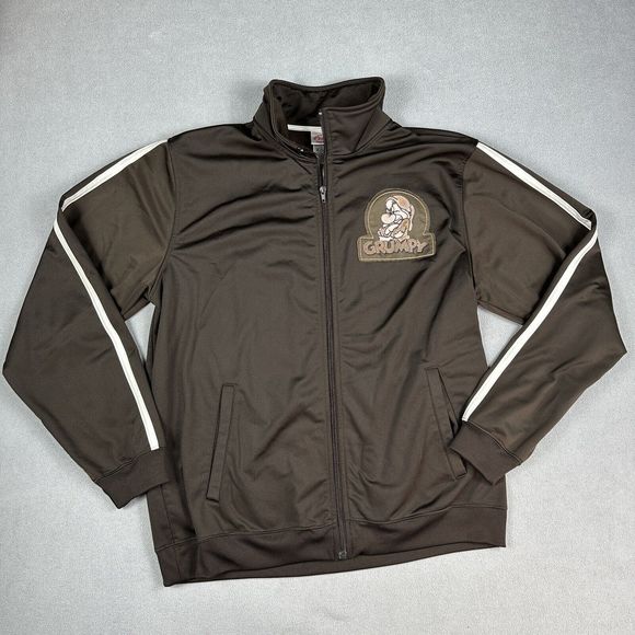 Disney Store Grumpy Track Jacket Mens M Adult Snow White 7 Dwarfs Warm Up Brown - Picture 1 of 9